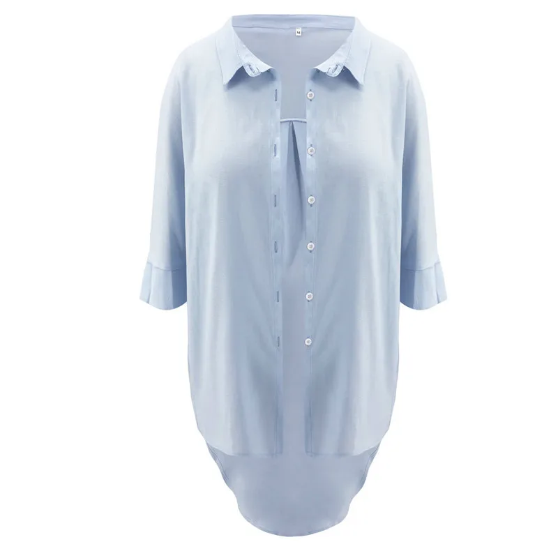 

Women Long Sleeve Buttons Shirt Blouses Tops Outwear Deep V-neck Loose Causal Shirt Blouases Ladies Plain OL Office Work Blouse