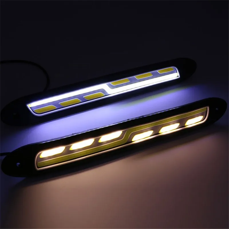 

White/Amber Daytime Running Light 26cm 2pcs Bumper Strip Car Fog Light
