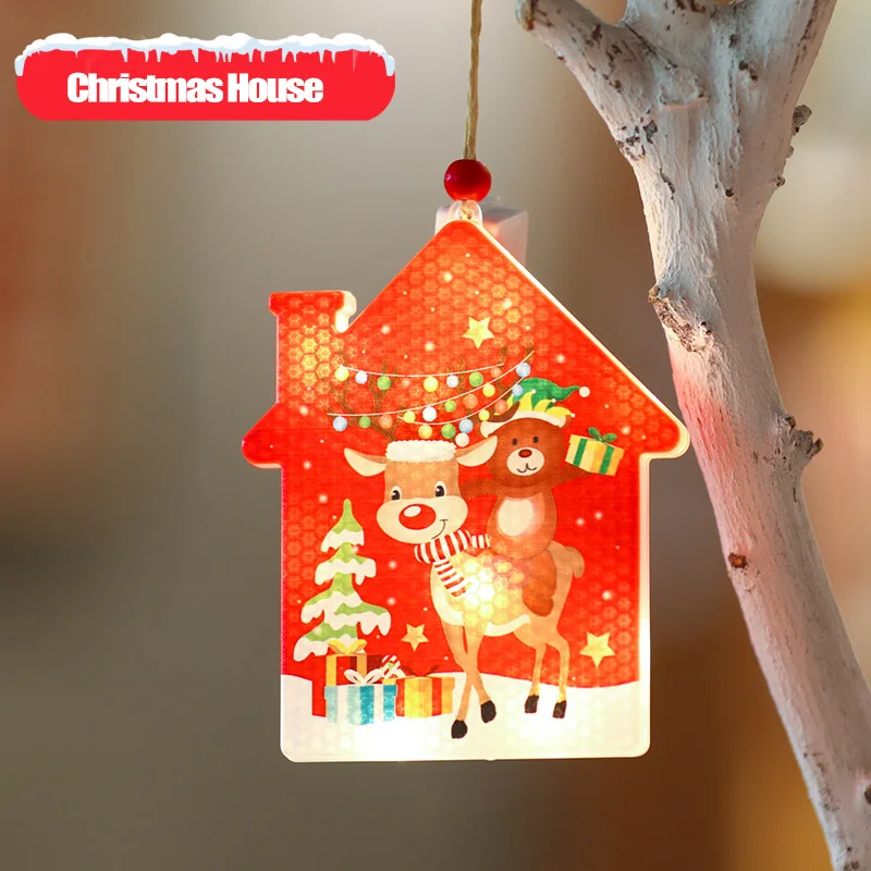 

Новый рождественский декоративный светильник, подвесной светодиодный светильник в виде Санта-дерева, праздничный тематический ночник для ...