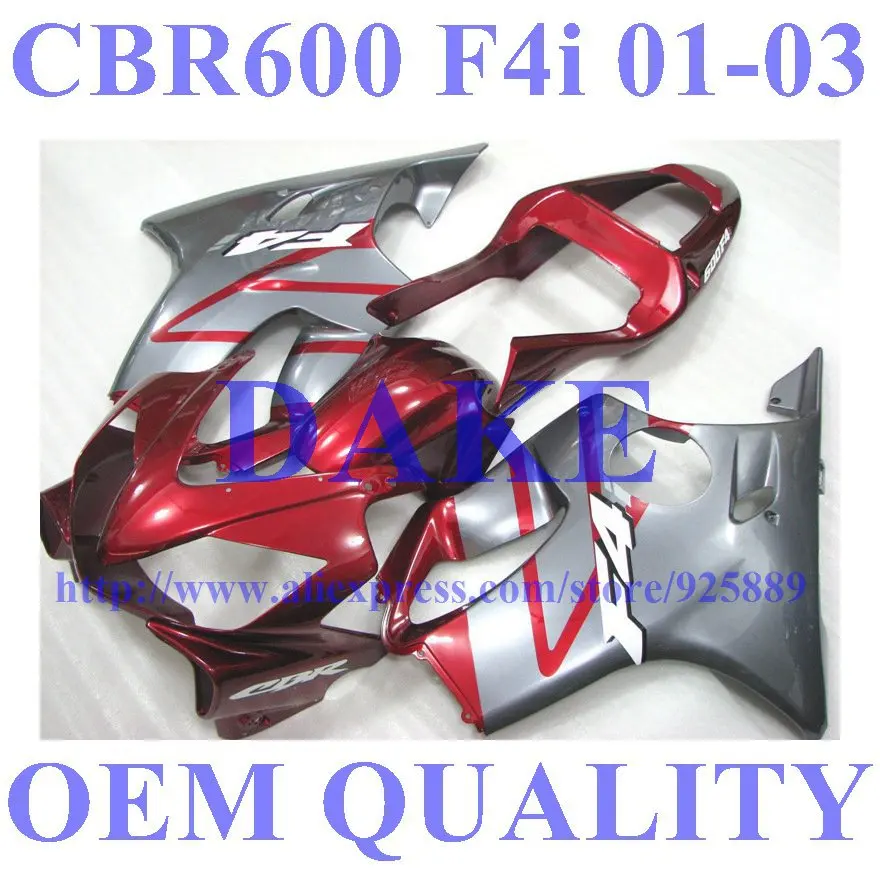 

Injection Fairing kits for Honda CBR600F4i 2001 2002 2003 CBR600 01-03 CBR600 F4i 03 02 01 F4i Grey red fairings #ST5RR3