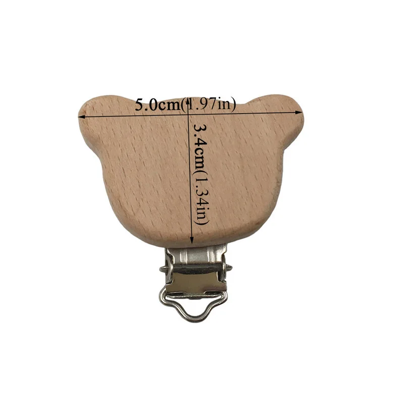 1 шт. Натуральный Бук в форме животного медведь соска клип деревянный шарик