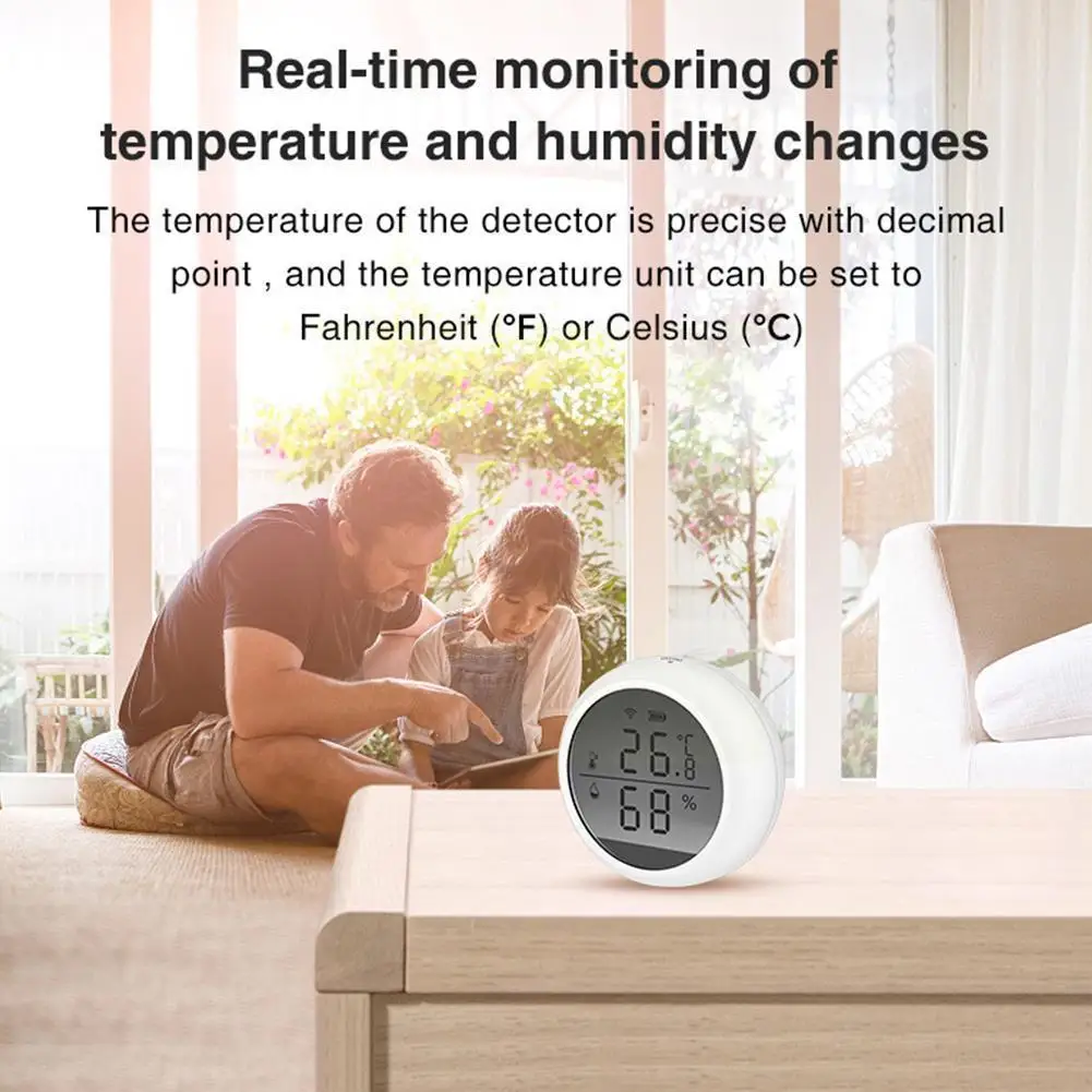 

for Tuya Smart WiFi Temperature Sensor Humidity Alexa LCD Home Indoor Hygrometer Display Thermomete Support for Google