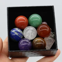 8pcs new seven chakra natural energy stone high quality pellet yoga healing stone for women men charm jewelry gifts 20mm