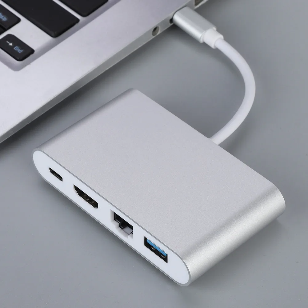 Новый концентратор USB 3.0 Type-C для HDMI 4K + RJ45 Gigabit Ethernet 3 1 | Компьютеры и офис