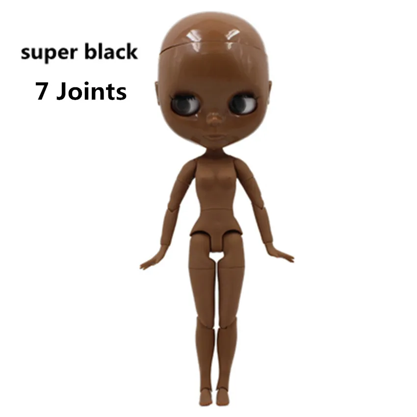 super black 7 Joint Фабрика Blyth кукла BJD, 19 суставов, нео-кукла Обнаженная голова индивидуализированные куклы могут изменить Макияж DIY, 1/6 мяч соединены куклы - Цвет: super black 7 Joint