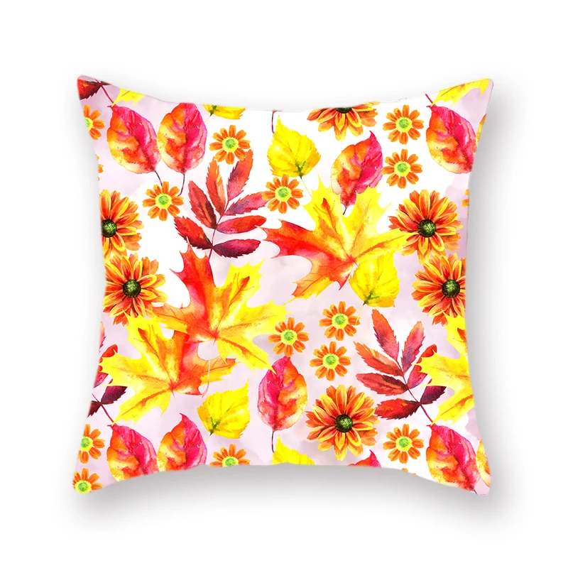 Осенний кленовый лист узор двухсторонняя наволочка с рисунком из полиэфира