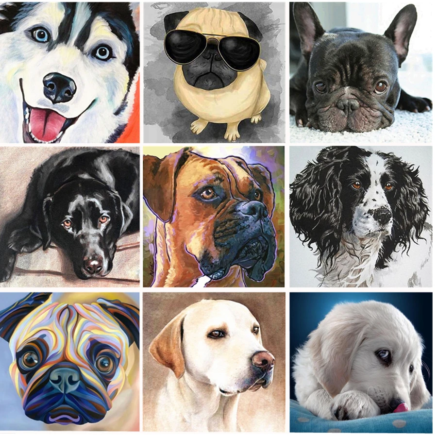 

DIY 5D Diamond Painting Dog Series Kit Full Drill Square Round Embroidery Mosaic Art Picture Of Rhinestones Home Decor Gifts