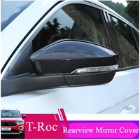 for vw t roc 2018 rearview mirror cover styling chrome carbon fiber t roc rear view mirror protector auto accessories