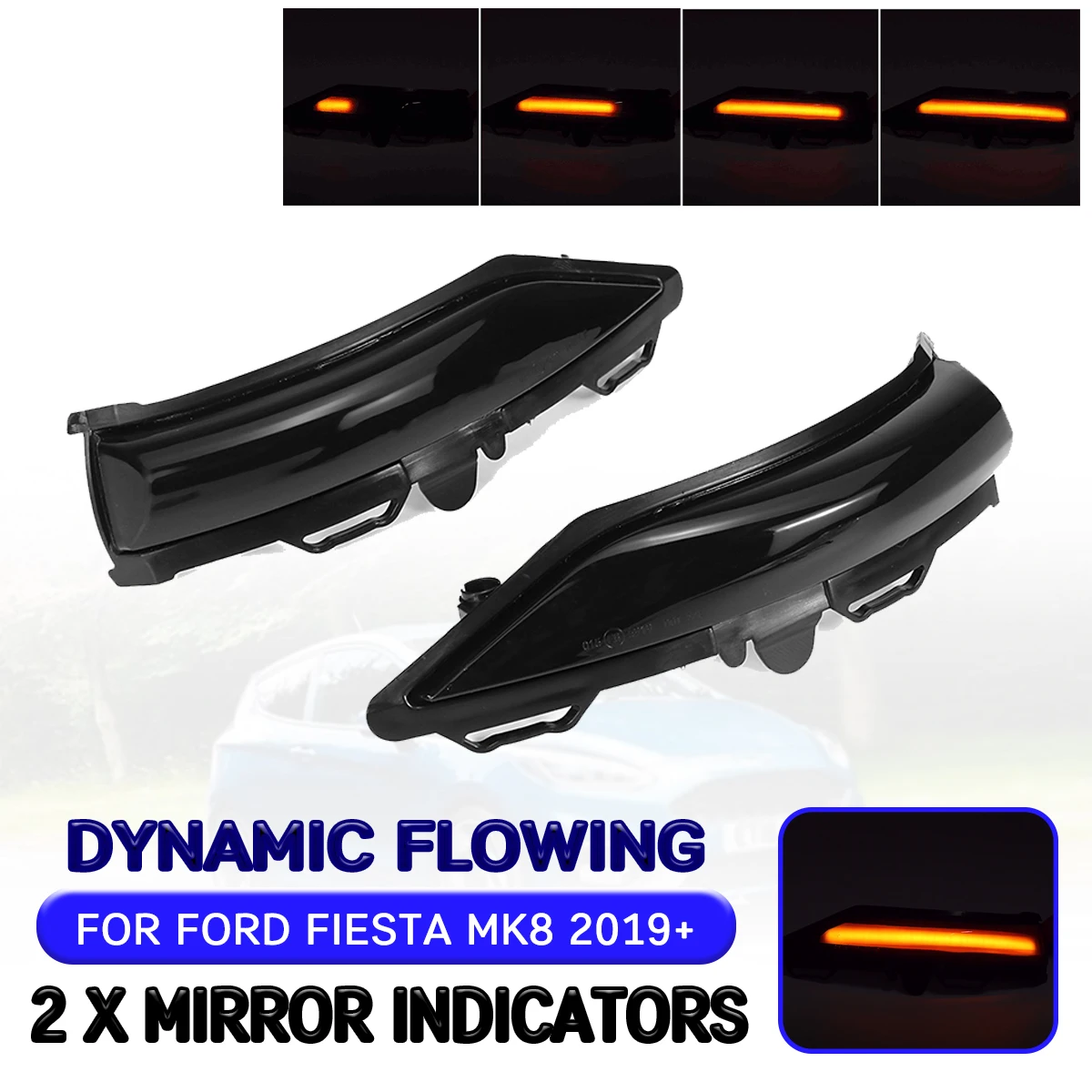 

Динамический поворотный сигнал, лампа-индикатор для зеркала заднего вида, светодиодная лампа для бокового крыла для Ford Fiesta MK8 2019 2020