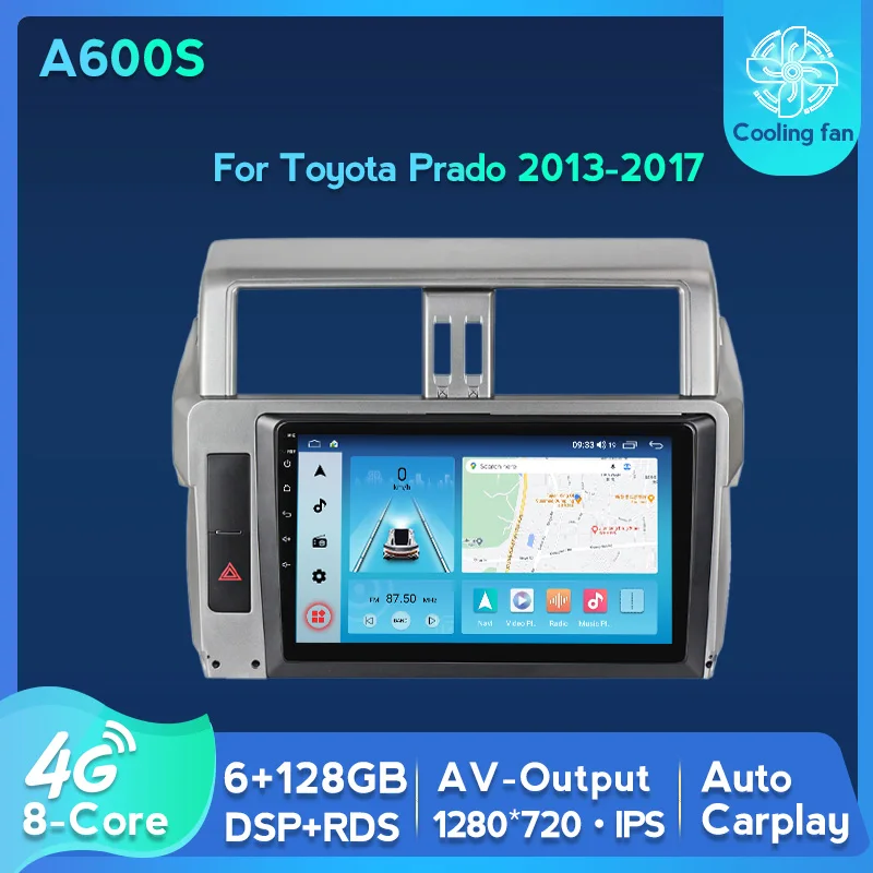 

6G + 128G Восьмиядерный DSP Android 11 для Toyota Prado 2013-2017 Автомагнитола мультимедийный видеоплеер Навигация USB GPS