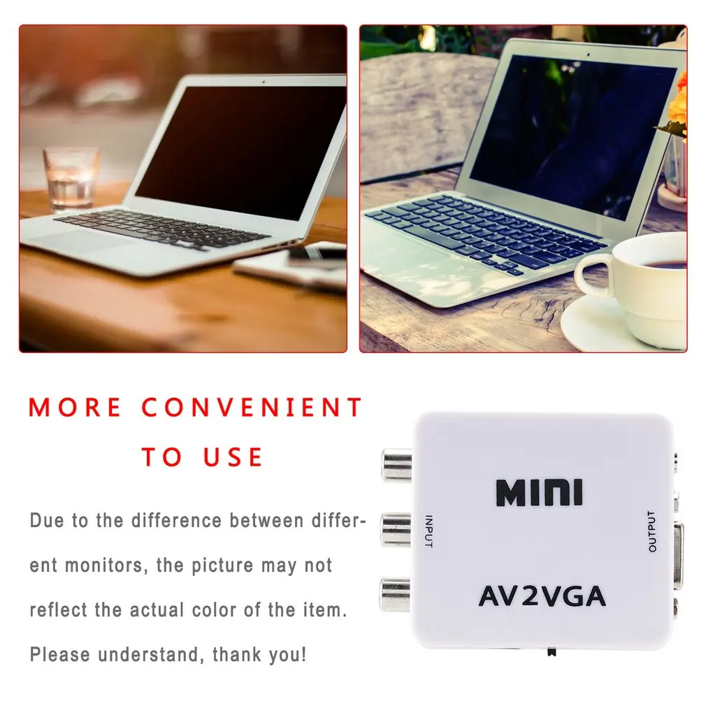 Преобразователь видео Mini HD AV2VGA с 3 5 мм аудио AV VGA преобразователь для ПК к