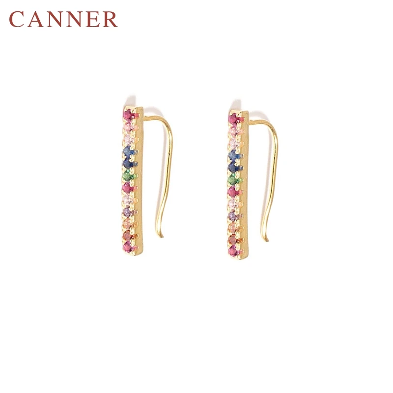 Очаровательные радужные CZ серьги из стерлингового серебра 925 пробы однорядные