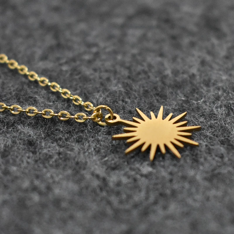 Золото кольцо с бриллиантом нерегулярные солнце звезда ожерелье для женщин