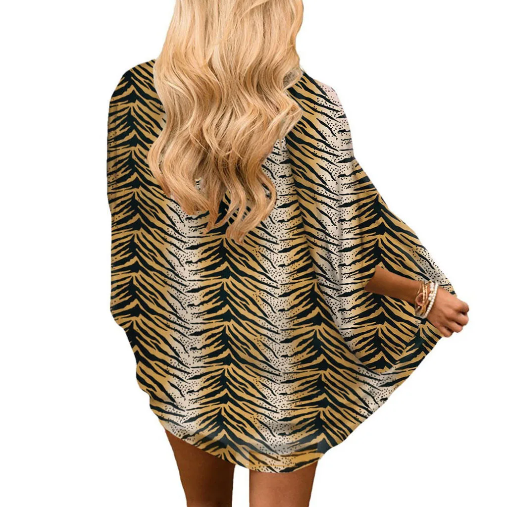 

Summer Beach Womens Flowy Kimono Cardigan Open Front Dress Printed Chiffon Blouse Loose Tops Sun Protection Street wear