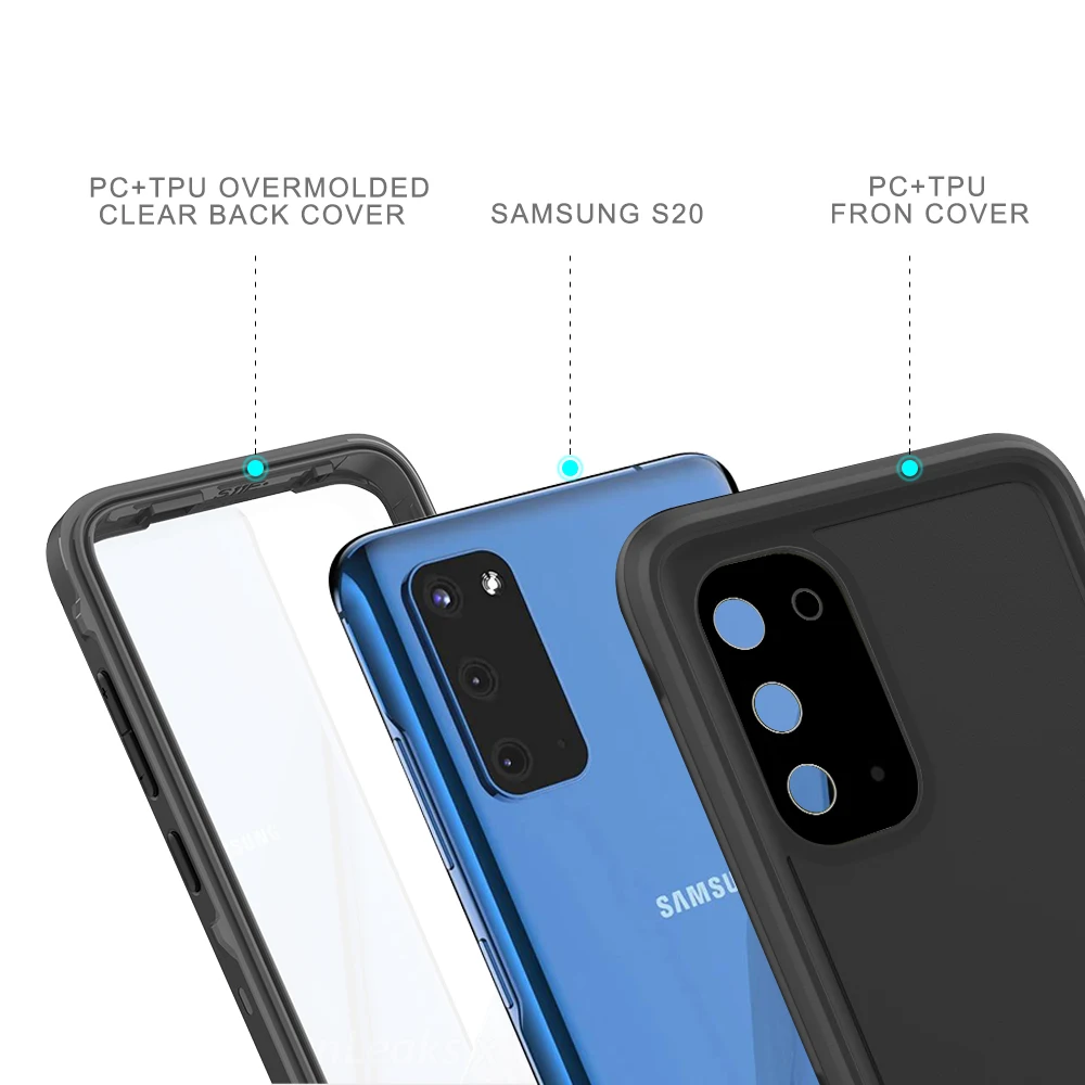 

Luxury Case for Samsung S20 Ultra IP68 WaterProof Protection Diving Shockproof Cover For Galaxy S20 Note 10 Plus Stand Case