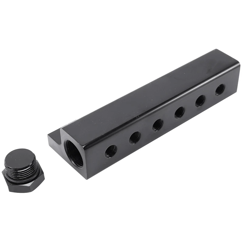 

Aluminum Vacuum Manifold Kits 6 Port 1/8 NPT Turbo Wastegate Boost Block Intake Manifold Universal Modification (Black)