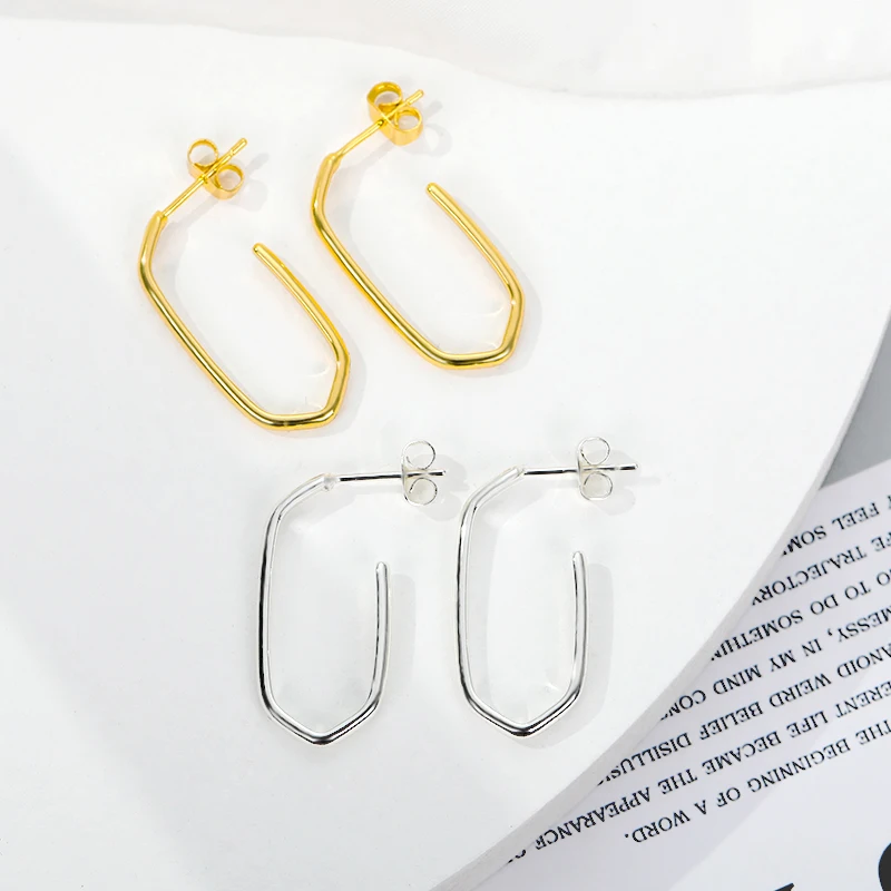 

Simple Geometry Earings Fashion Jewelry Stainless Steel Stud Earrings For Women Ear Accessories Best Friend Halloween Gifts