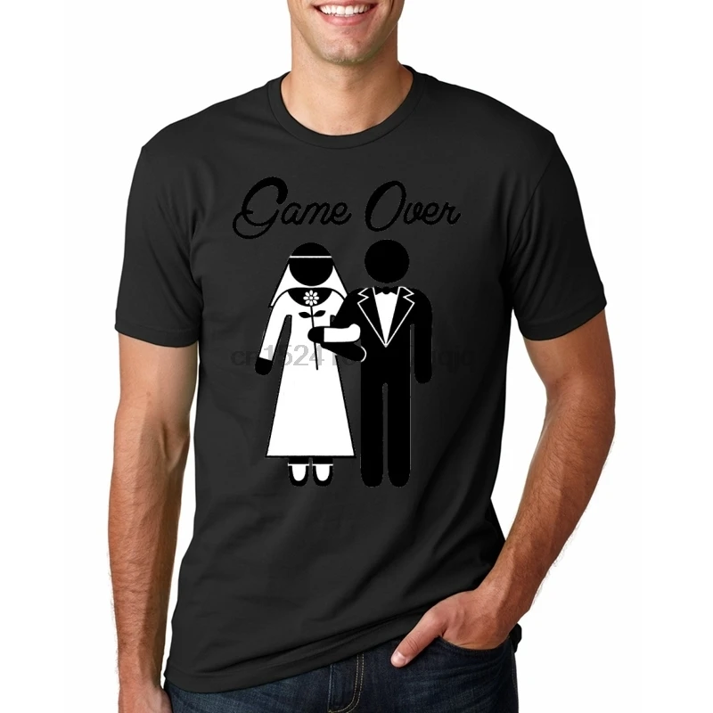Вечерние футболки для жениха и REM game over забавные мужские с коротким рукавом Camisetas|