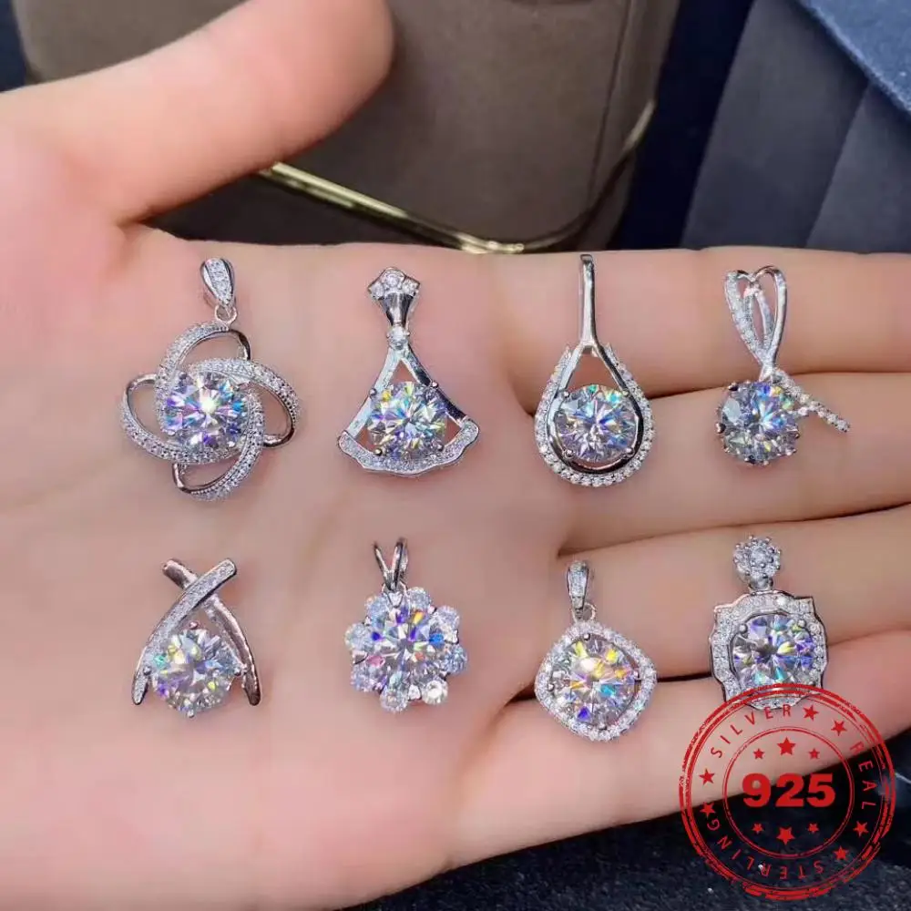 

HOYON Imported D-Color Mosang Diamond style Pendant Pt950 High-Carbon Diamond Necklace S925 Silver Color Jewelry for Woman