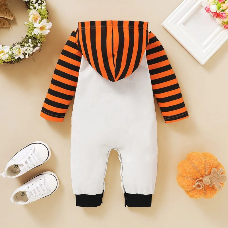 

Baby Rompers Girls Boys Long Sleeve Halloween Cartoon Letter Stripe Print Hoodie Kids Boys Jumpsuit#1