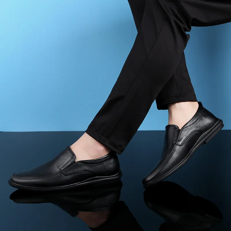 Туфли мужские из натуральной кожи повседневная обувь без застежки лоферы