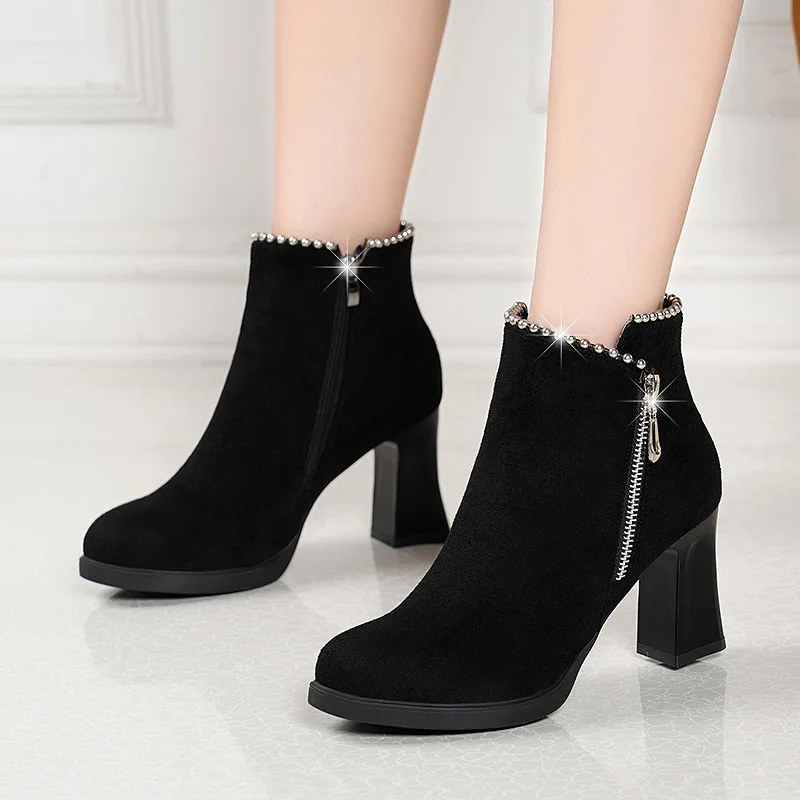 W-Осенне-зимняя обувь с острым носком ботинки мартенс Женская оригинальная в