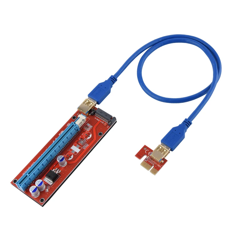 10 шт. Riser 008 красная плата 3 светодиодный PCI Express Card E 1x до 16x удлинитель адаптер карта