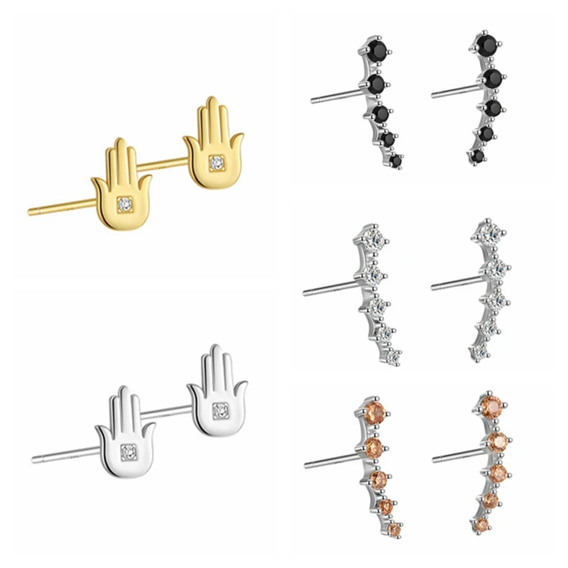 

Женские серьги-гвоздики CANNER, длинные черные циркониевые серьги из стерлингового серебра 925 пробы, свадебные украшения