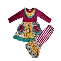 wholesaleretail flower outfits baby girls patchwork topsstripe flare pants 2pcs set kids boutique childrens clothing suit