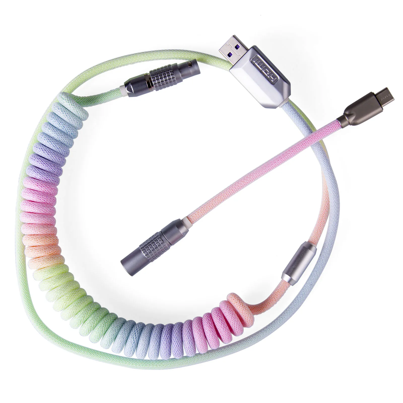 

1.1m Custom Handmade Coiled Type C USB Cable With XLR Connector For Mechanical Gaming Keyboard Supports Phone Fast Charging