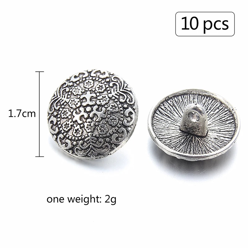 10 шт. цинковый сплав хвостовик металлические пуговицы античное серебро амулеты