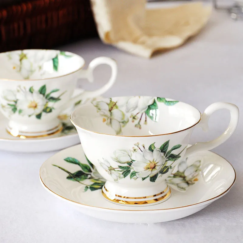 

European-style British Bone China Coffee Cup Printing Ceramic Cup Afternoon Tea Cup Black Tea Creative Mug cup set