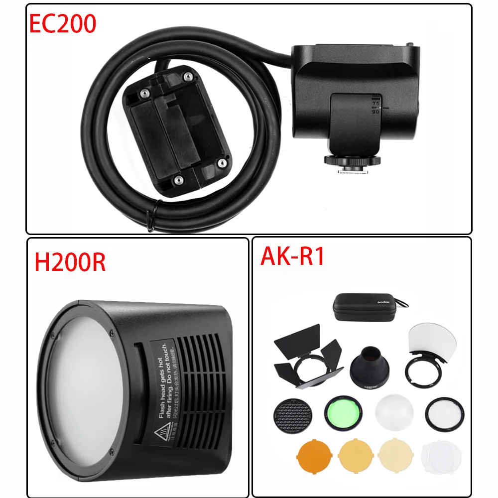 

Godox AD200 Flash Accessory EC-200 WITSTRO H200R Round Flash Head Extension Head AK-R1 Color Temperature Reflector Godox