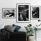 Скандинавские черно-белые настенные постеры с изображением гитары, джазовой музыки, детской елки и принтов, Настенная картина для комнаты, домашний декор