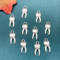 10pcs charms zombie teeth antique silver color metal handmade pendant for jewelry making diy earrings necklace craft supplies