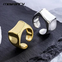 mewanry 925 stamp wide rings for women new trend charm elegant simple irregular glossy party jewelry gifts accessories