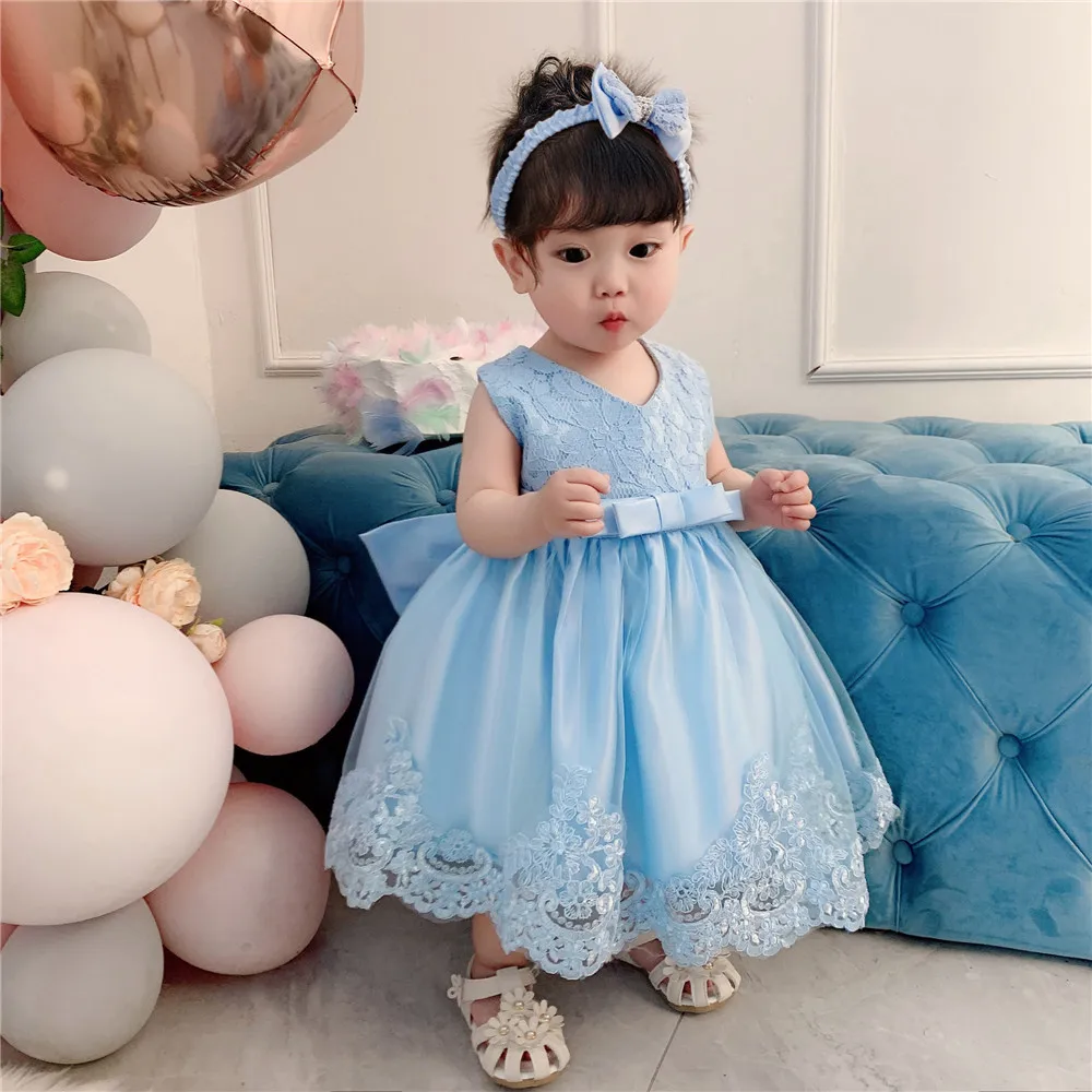 

New Christmas Princess Dress Bowknot Lace Sleeveless Girl Dress 3 To 6 Years For Kids Clothes Wedding And Party