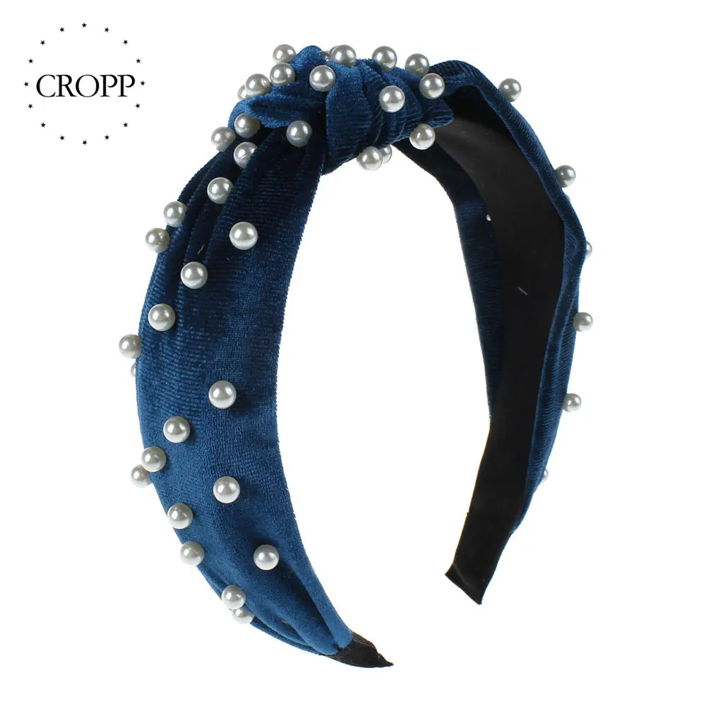 Модная Корейская Жемчужная Повязка на голову винтажная высокая эластичная лента