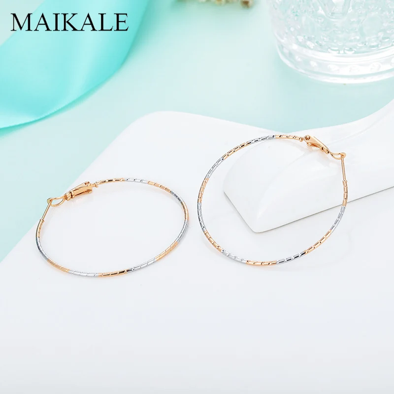 MAIKALE Simple Big Hoop Earrings Gold/silver Color Plated Metal Large Round Circle Earrings for Women Accessories Jewelry Gifts