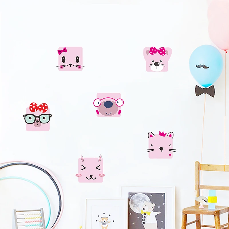 Мультяшные животные кошка искусство Декор для дома наклейки на стену подарки