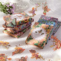 bula 45pcsbox fairy butterfly waterproof pet stickers vintage flower elfin decorative label for scrapbooking journal diy