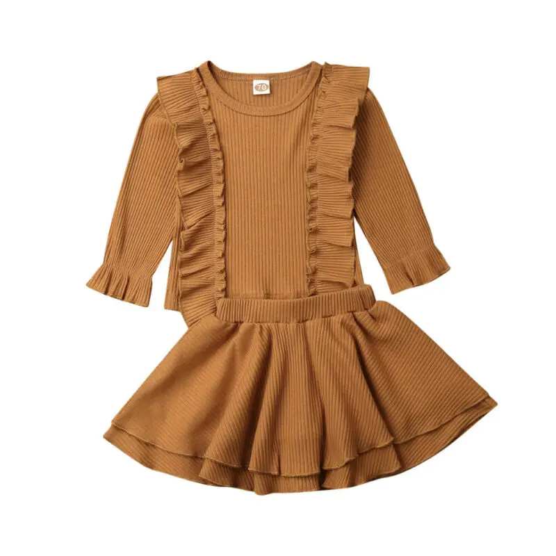 Изысканная одежда для девочек осенняя маленьких вязаные топы с длинными