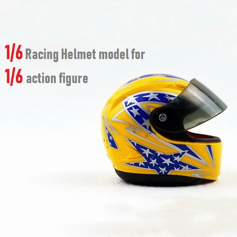 1/6 Scale Motorcycle Racing Helmet Plastic Model Cartoon Toys for 6-12