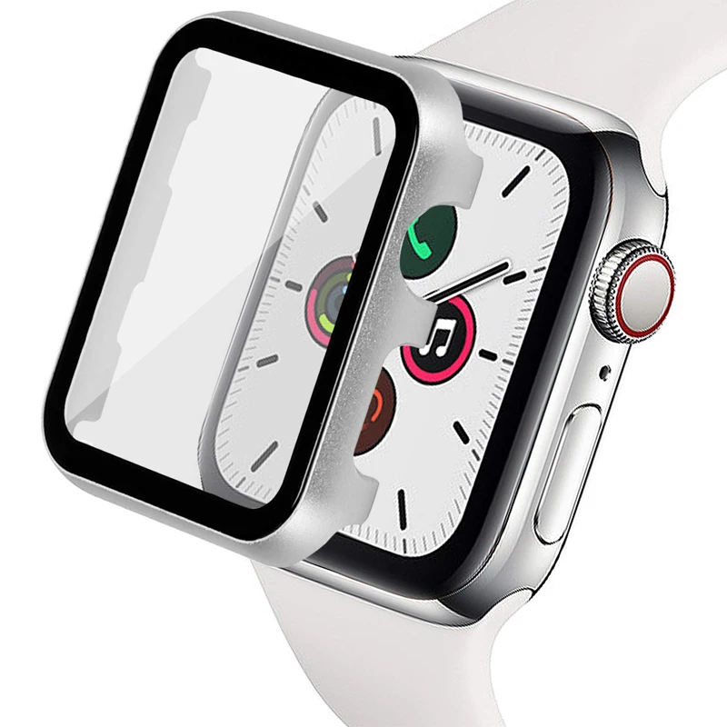 2 в 1 металлический защитный Чехол + пленка для Apple Watch 44 мм 40 42 38 iwatch серии SE/6/5/4/3/2 HD