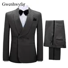 Элегантные черные костюмы Gwenhwyfar с пейсли для мужчин 2021, модный блейзер с лацканами и брюки с боковой линией, свадебный смокинг для жениха