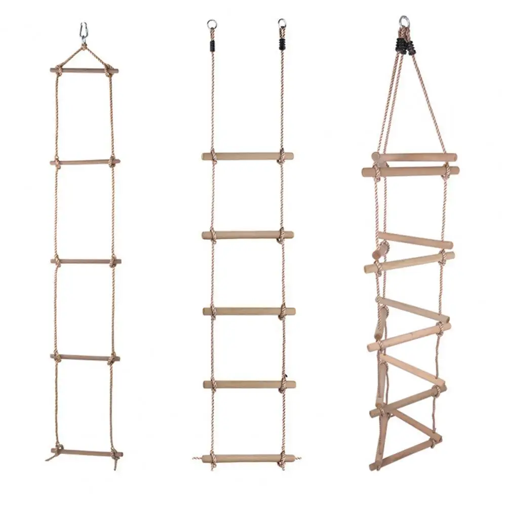 

Outdoor Garden Sport Swing Fitness Children's Playground Sturdy Rope 5-Speed Safety Wooden Ladder Climbing Equipment Game Toys