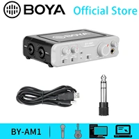 boya by am1 dual channel audio mixer usb audio 6 35mmxlr combo inputs 6 35mm headphone 48v phantom power for audio recording