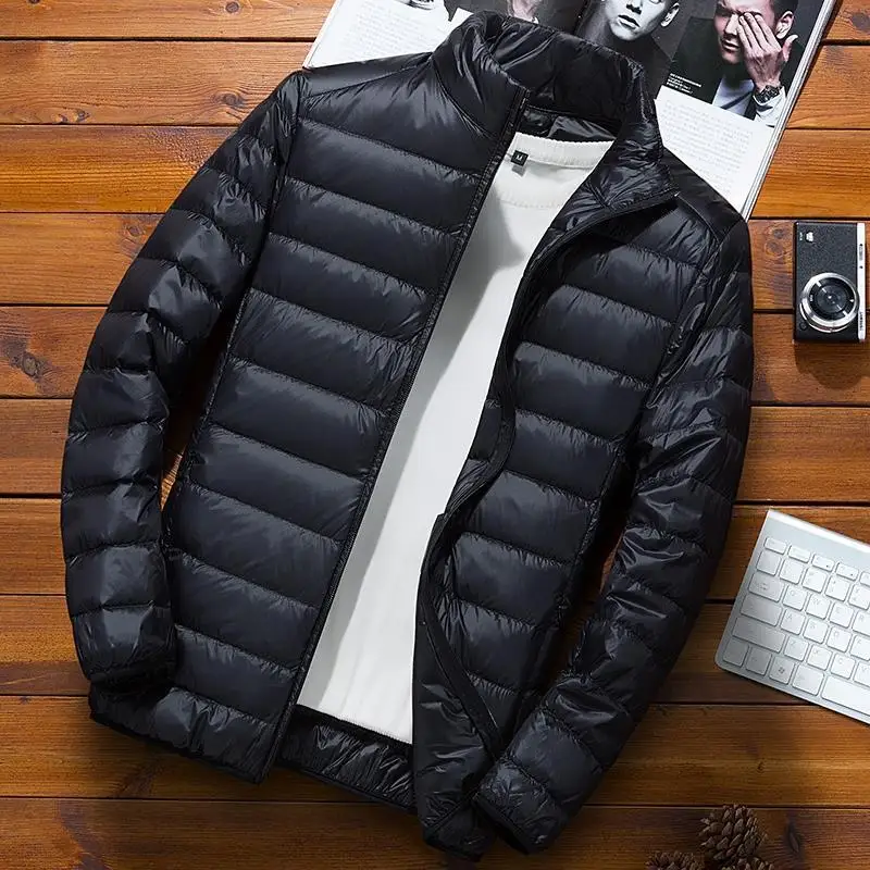 Light and thin down jacket men's stand collar large size slim fit thin lightweight youth short coat men's fashion men's fashion