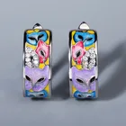 Изысканные и уникальные женские белые эмалированные серьги ручной работы в виде кошек, Красочные Креативные серьги, ювелирные изделия, женские серьги из серебра 925 пробы