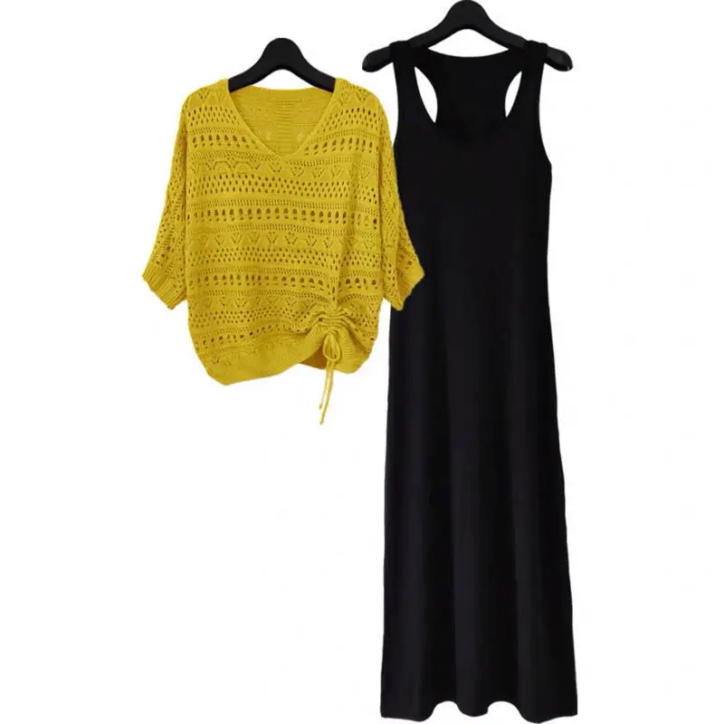 Женский трикотажный костюм из двух предметов летнее трикотажное платье на